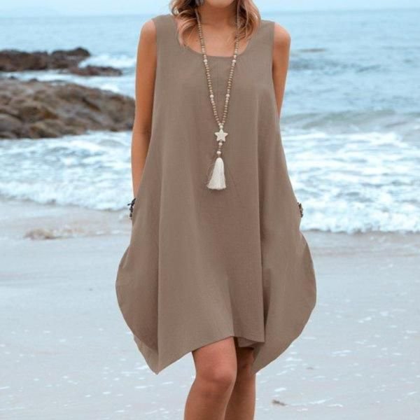 Classy Plain Sleeveless Mini Dress